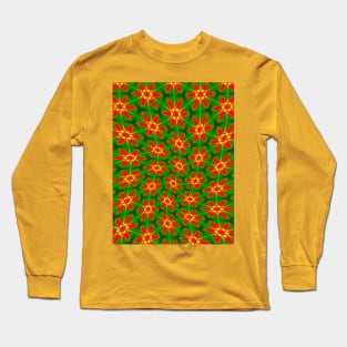 Red Blossom Pattern Long Sleeve T-Shirt